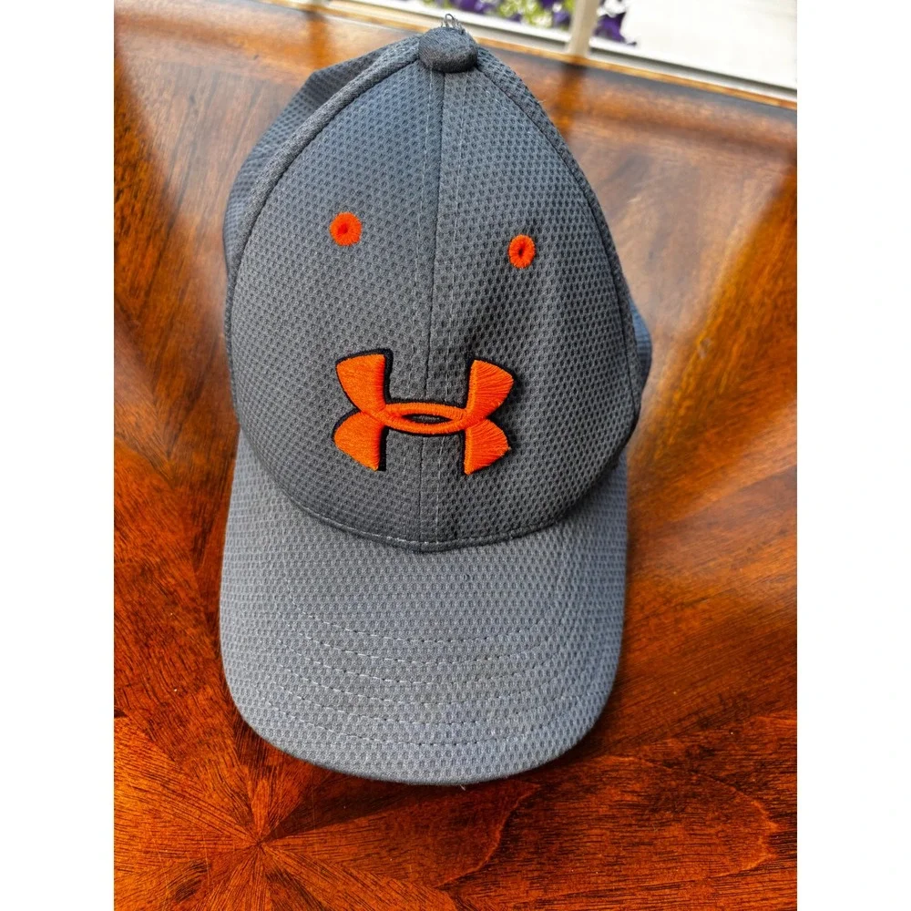 Under Armour Youth‎ Baseball Cap Hat Bundle Set of 2 Gray Orange Fitted